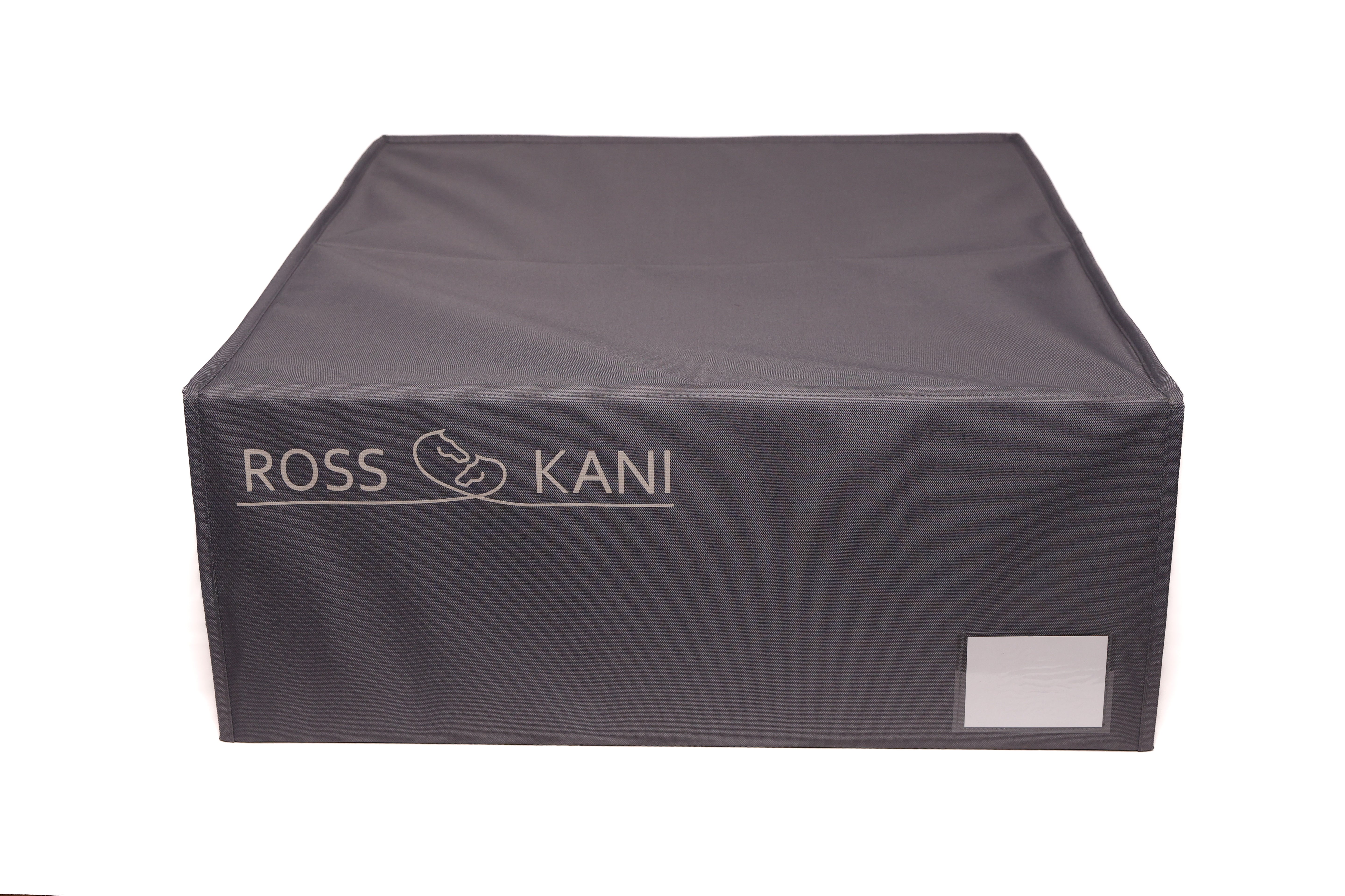 ROSS KANI Aufbewahrungsbox für Schabracken – elegante, stabile Aufbewahrungslösung mit Logo und transparentem Etikettenfenster zur organisierten Lagerung von bis zu fünf Schabracken.