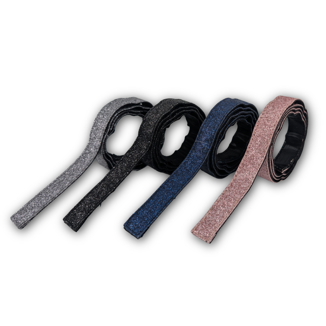 Glitzernde ROSS KANI Klettbänder in Silber, Schwarz, Blau & Rosé – stylisher, flexibler Look zum Auswechseln für Schabracken