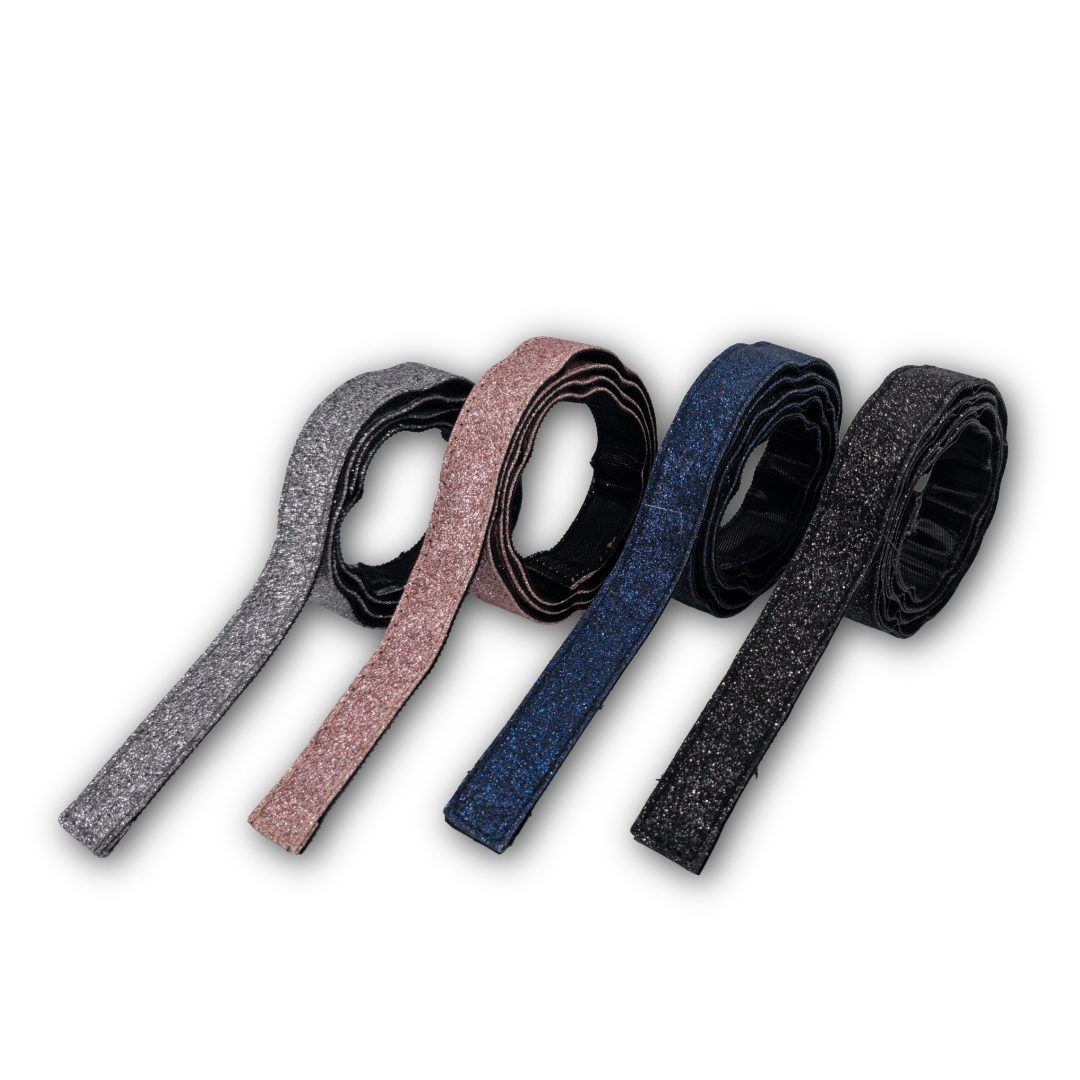 Glitzernde ROSS KANI Klettbänder in Silber, Schwarz, Blau & Rosé – stylisher, flexibler Wechsellook für Schabracken