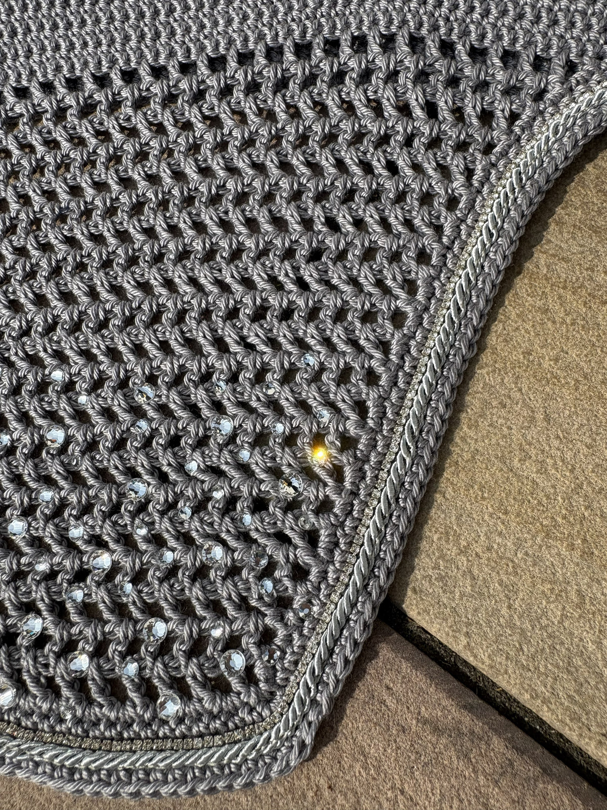 Ohrennetz Classic eckig Glitzersteine