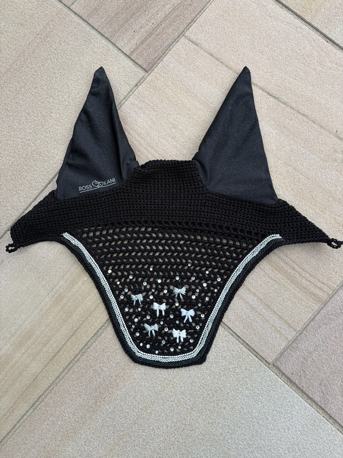 Ohrennetz Exclusiv eckig Glitzersteine Schleifen