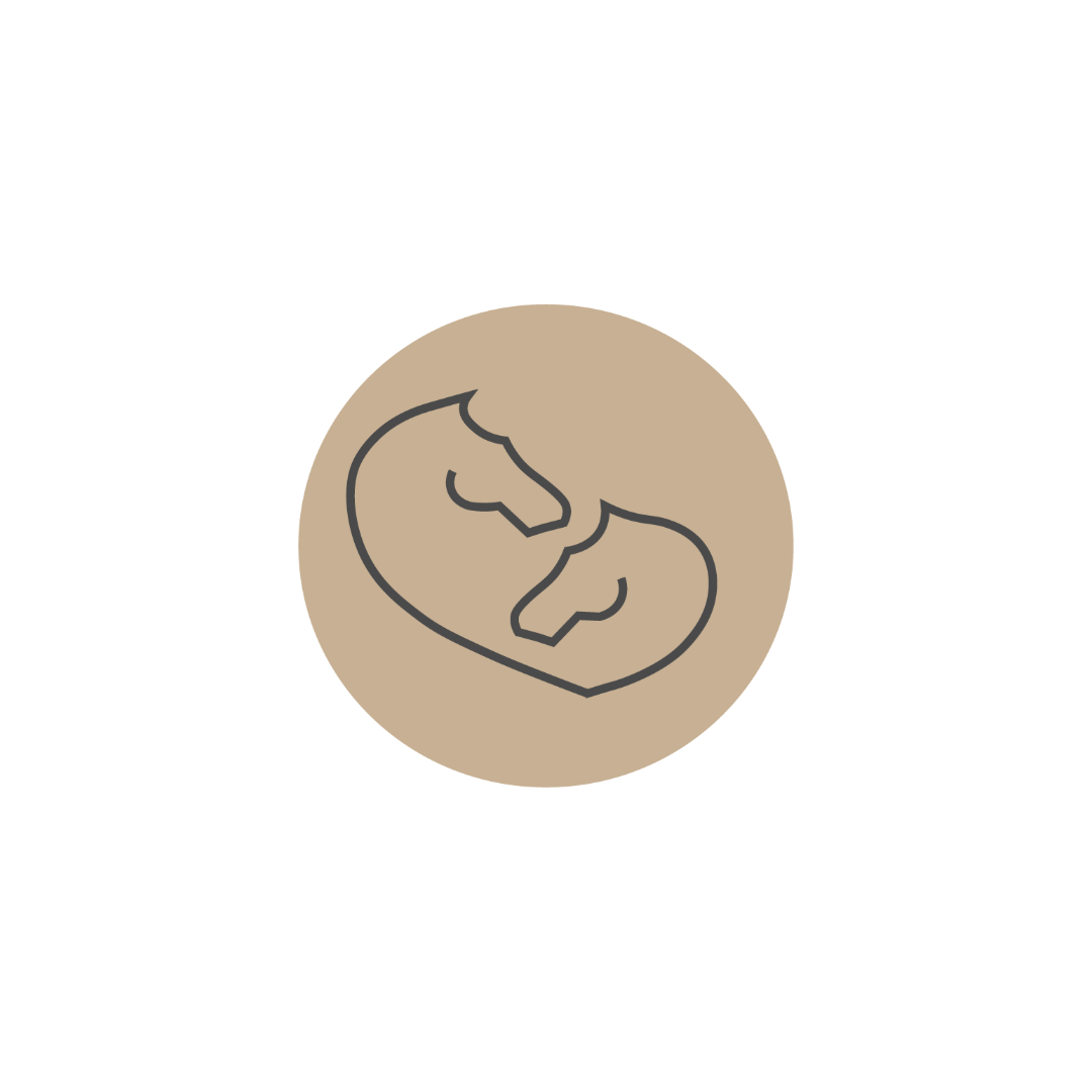 Logo von ROSS KANI in Kreis-Optik. Die Pferde sind anthrazitfarben und der Kreis beige dargestellt.