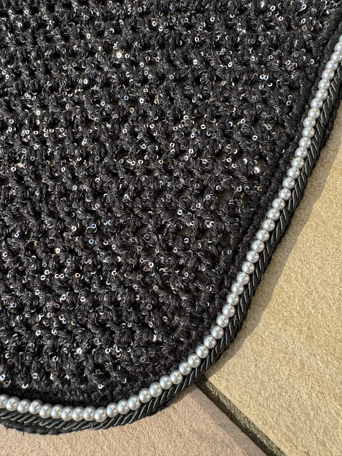 Ohrennetz Exclusiv rund Glitzer Perlenband